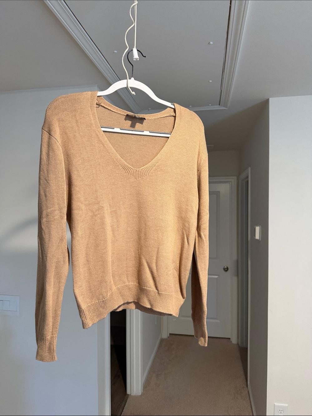 Express Camel V-Neck Sweater